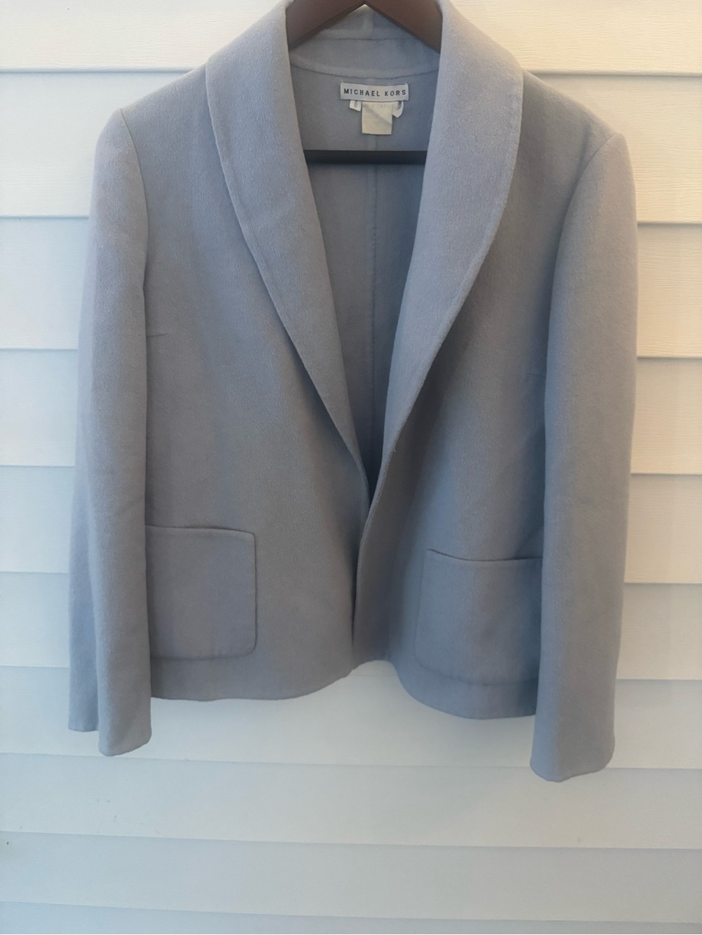 Michael Kors Light Gray Shawl Collar Wool-Blend Blazer